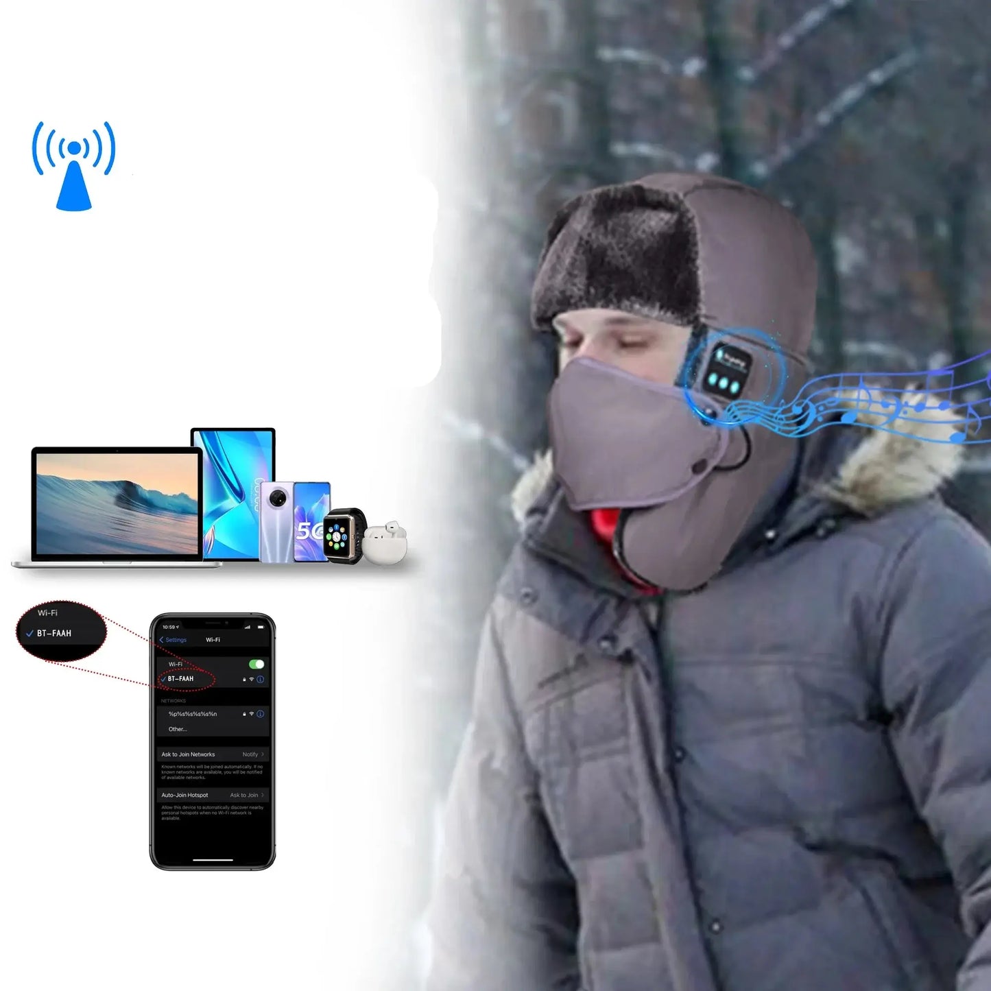 Chapeau de Trappeur Bluetooth - BLEMCO.FR