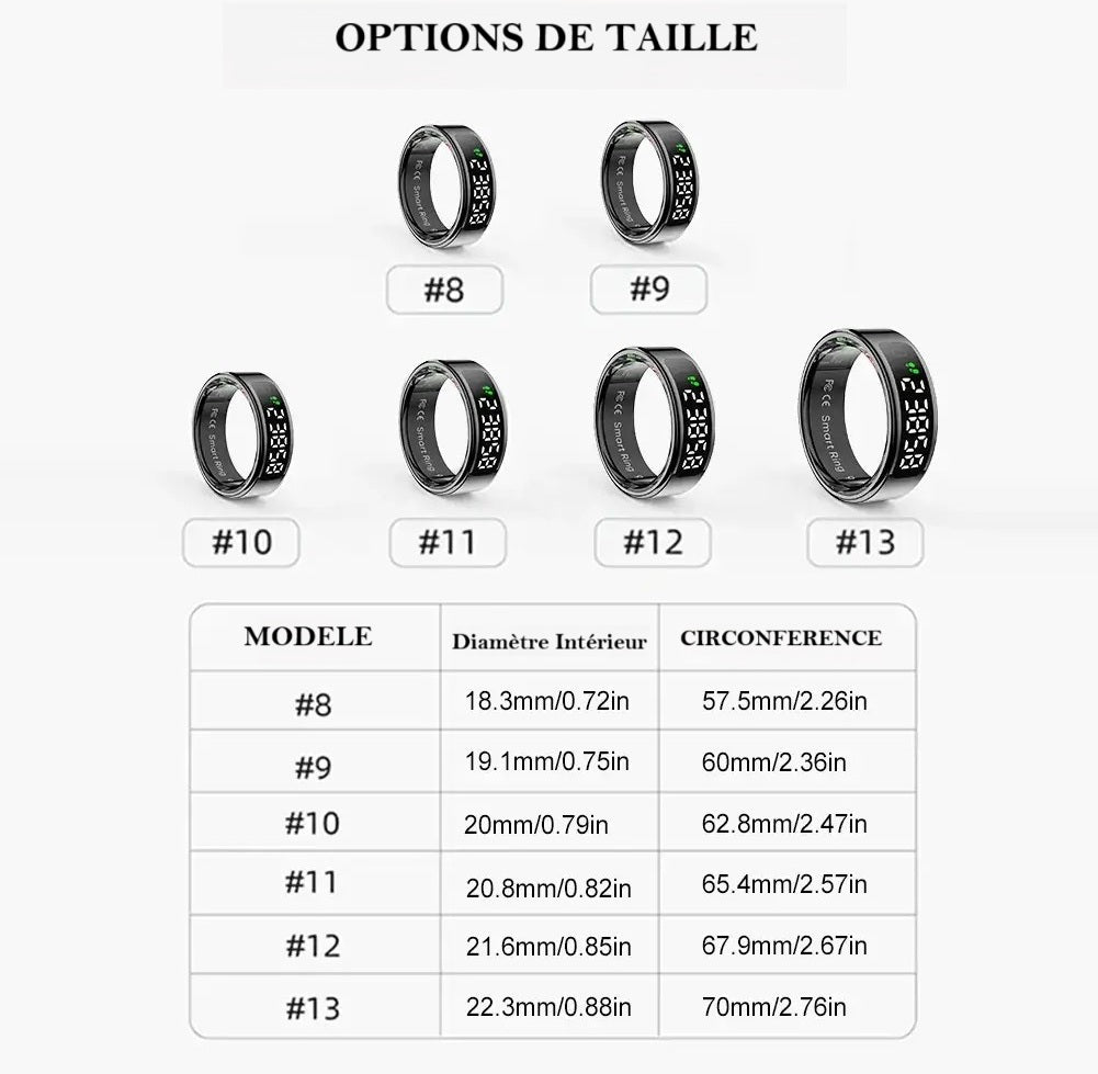 Bague Connectée R11 – Suivi Santé & Écran Tactile