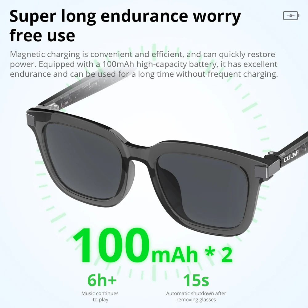 Batterie longue durée sur les Lunettes Intelligentes COLMI G06