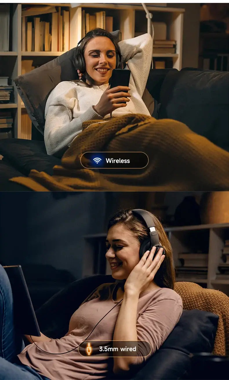 Femme qui se détend avec le casque bluetooth Picun B8