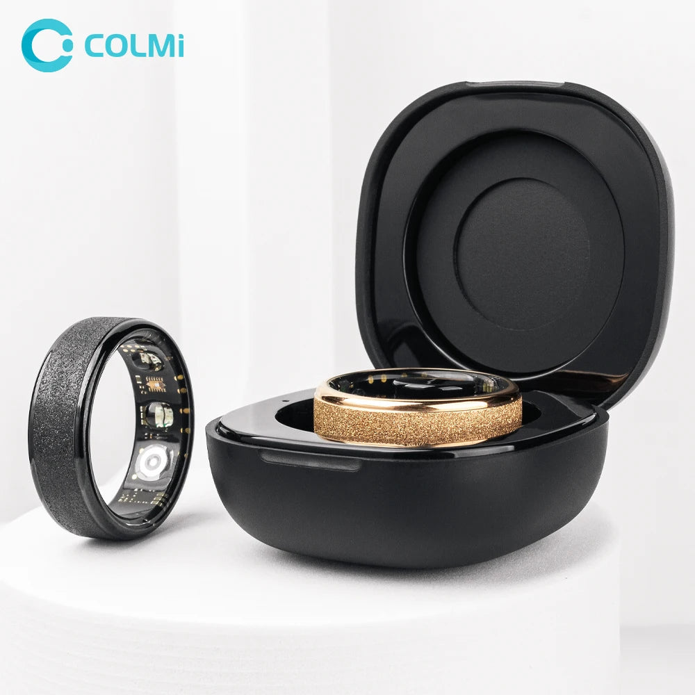 Bague Connectée COLMI R10 dans son boitier de chargement