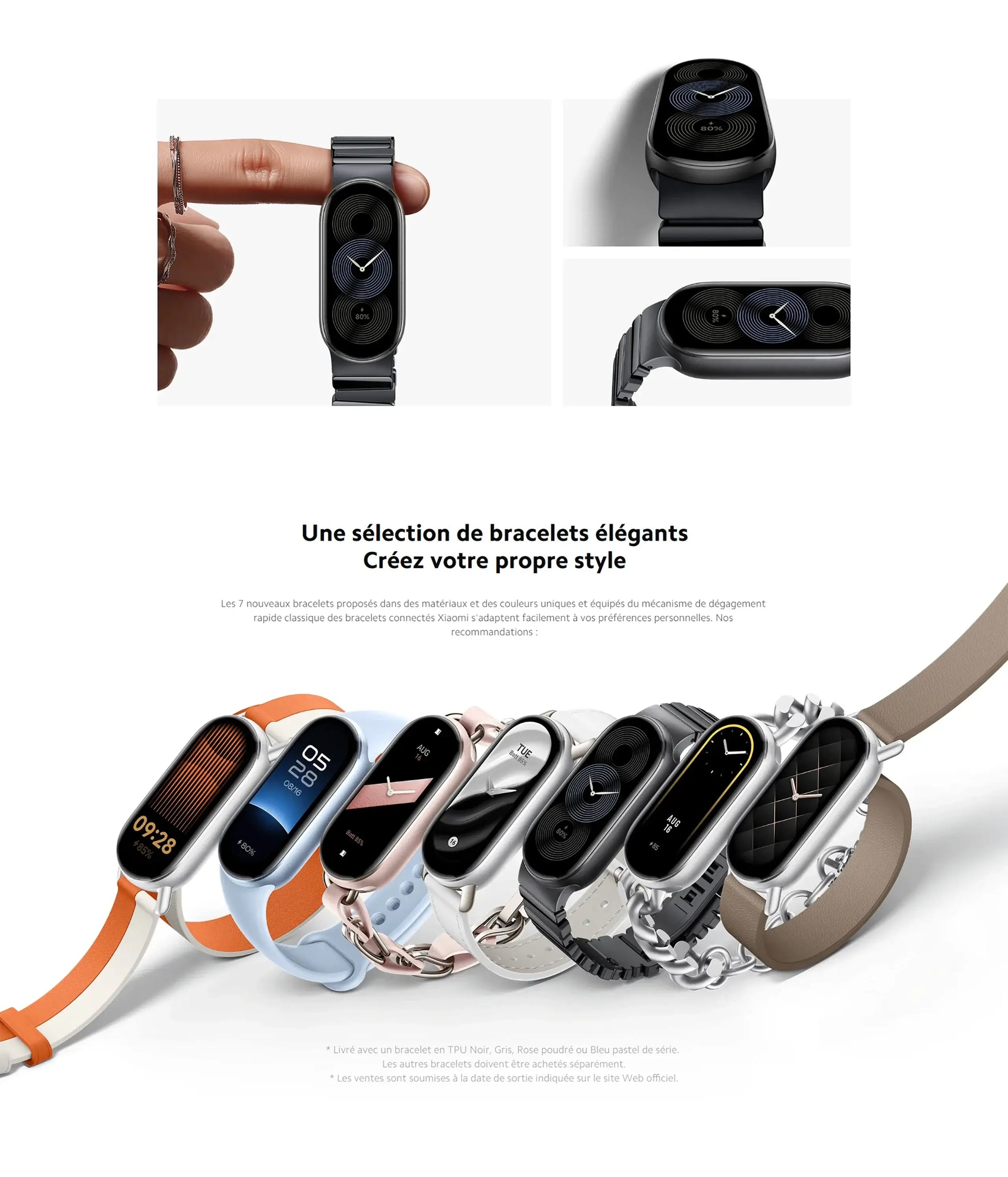 Présentation des différents bracelets de la montre