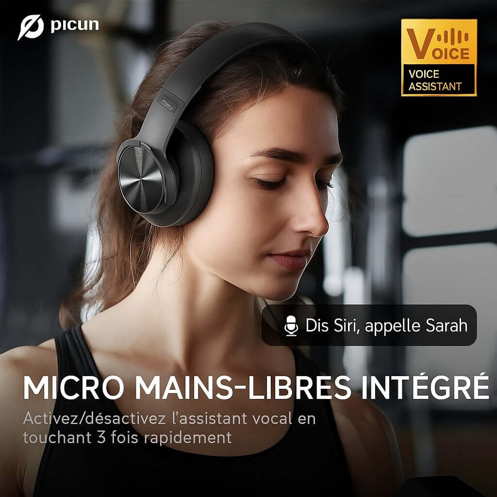 Femme faisant du sport avec le casque bluetooth Picun B8